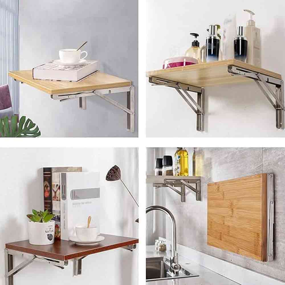 Premium 8" Foldable Stainless Steel Racks,Shelf Bracket, l Bracket, Wall Brackets, Wall Angle Bracket, Folding Table Bracket with Fittings for fold Down Steel Table 8"