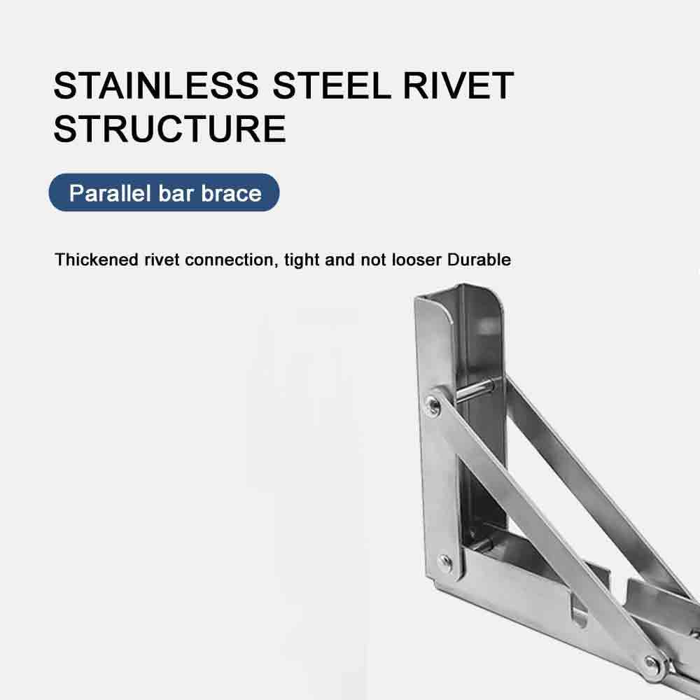 Premium 8" Foldable Stainless Steel Racks,Shelf Bracket, l Bracket, Wall Brackets, Wall Angle Bracket, Folding Table Bracket with Fittings for fold Down Steel Table 8"