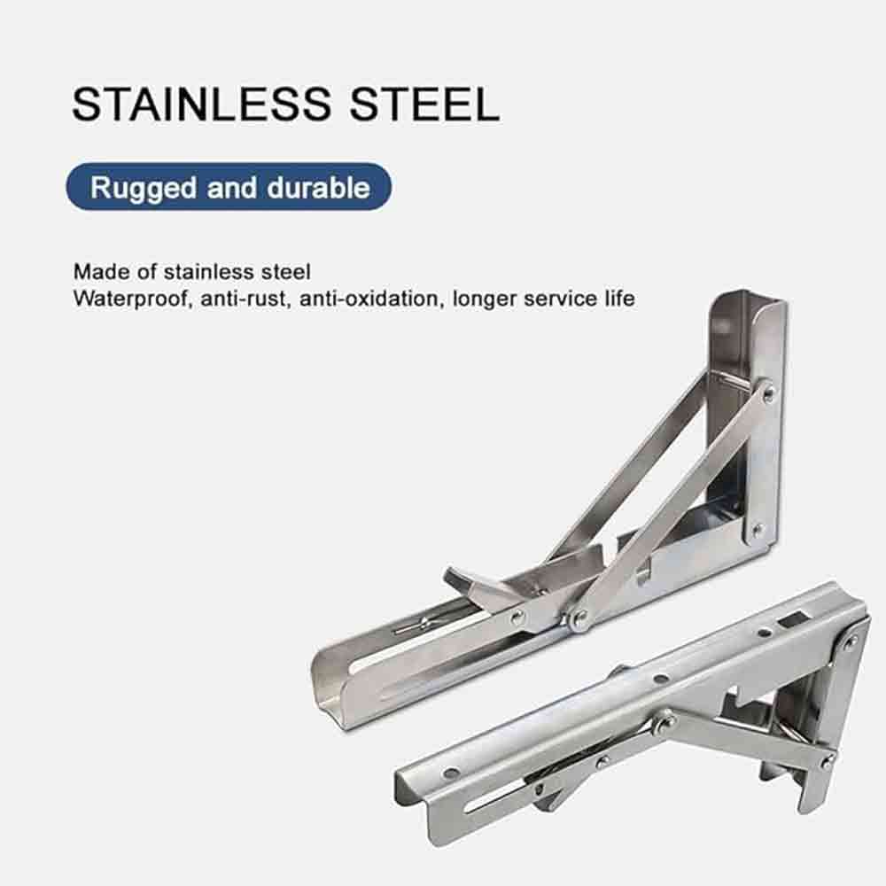 Premium 8" Foldable Stainless Steel Racks,Shelf Bracket, l Bracket, Wall Brackets, Wall Angle Bracket, Folding Table Bracket with Fittings for fold Down Steel Table 8"