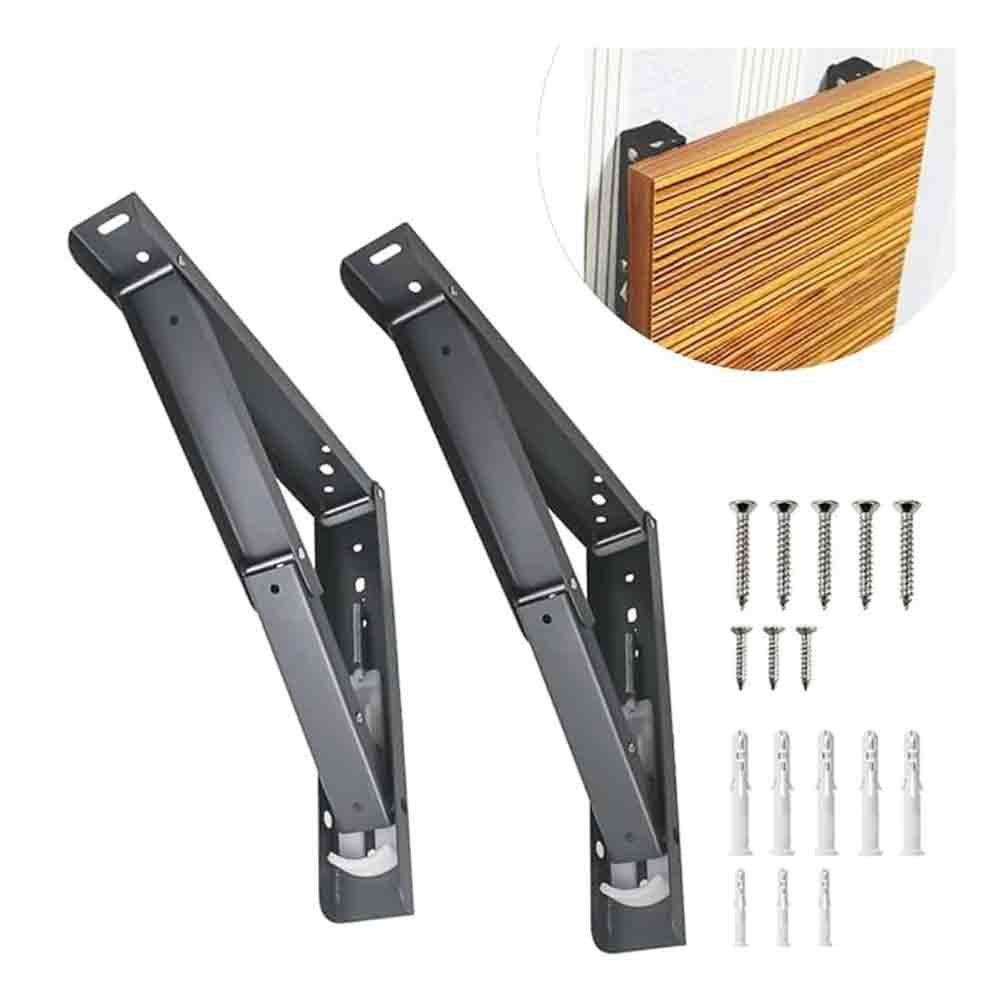 Heavy Duty 12-Inch Foldable Brackets for Wall-Mounted Racks & Tables