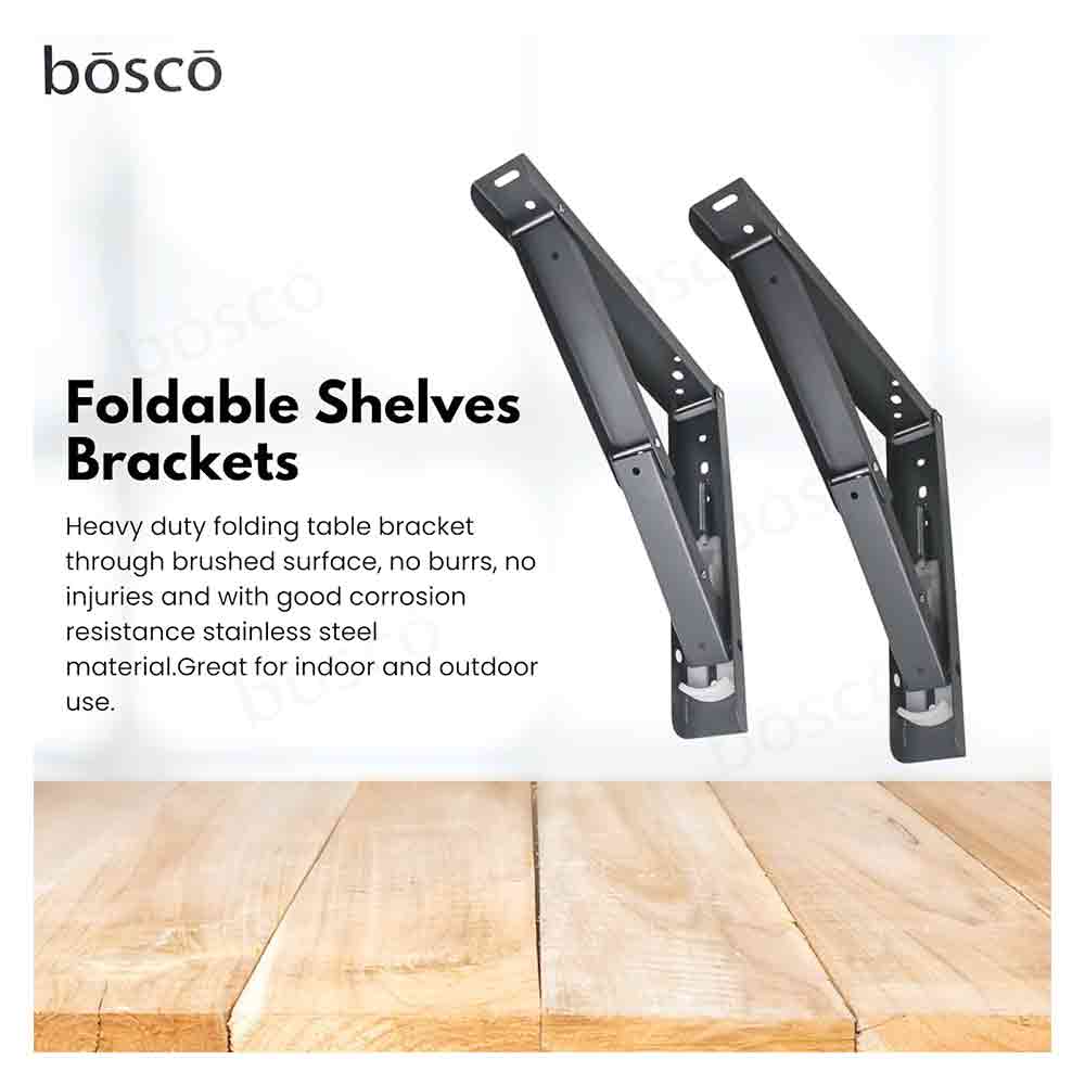 Heavy Duty 12-Inch Foldable Brackets for Wall-Mounted Racks & Tables
