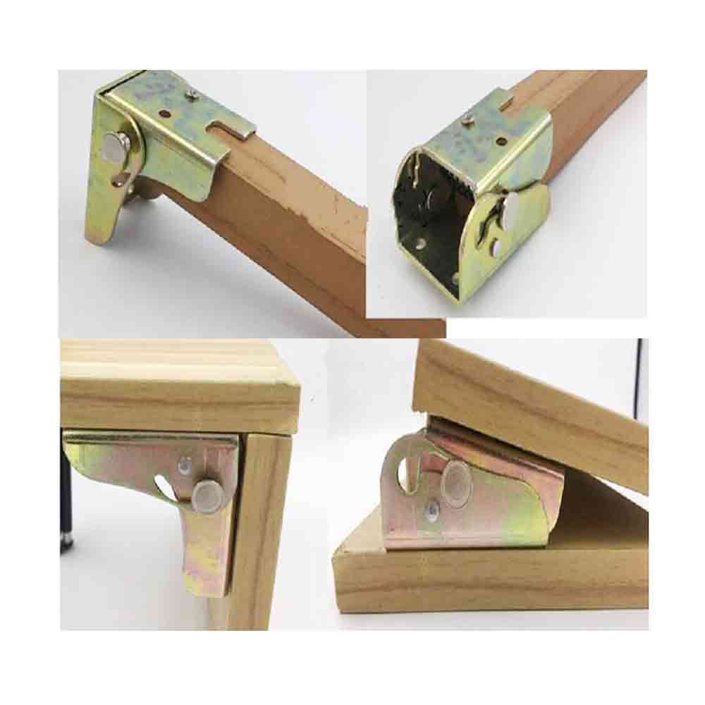 Heavy Duty Self-Locking Hinge Leg Fittings – Foldable Support Angle Brackets for Table Legs, Workbenches, Beds, Garage, Boats, Furniture – Iron – Set of 2 (Color Zinc Finish)