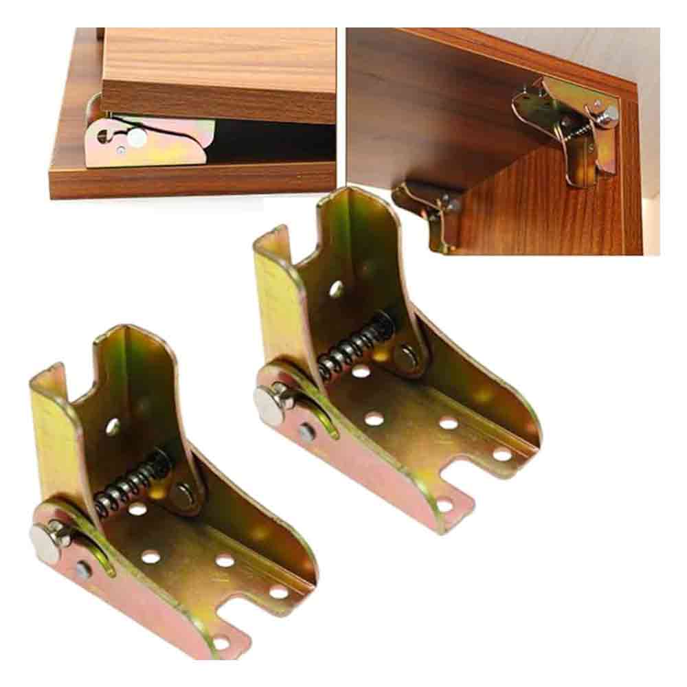 Heavy Duty Self-Locking Hinge Leg Fittings – Foldable Support Angle Brackets for Table Legs, Workbenches, Beds, Garage, Boats, Furniture – Iron – Set of 2 (Color Zinc Finish)