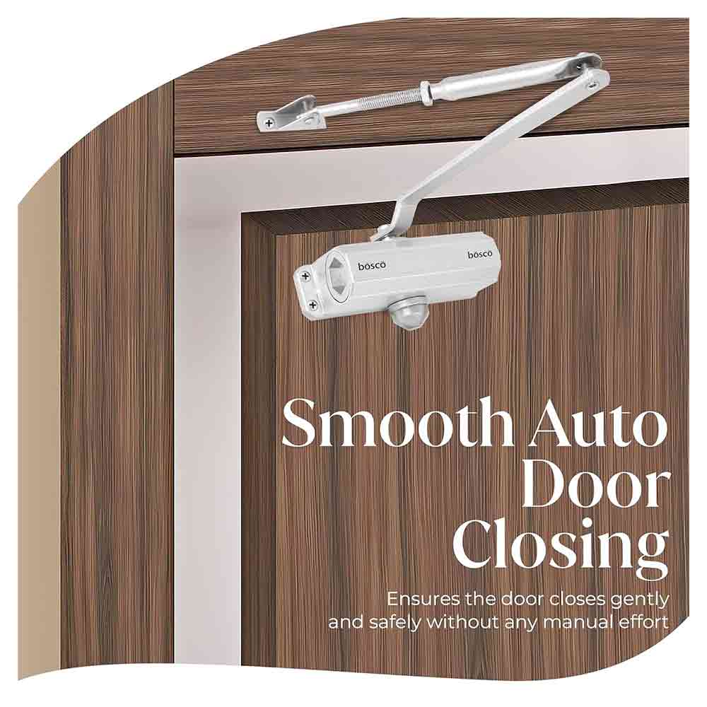 Heavy Duty Aluminium Automatic Hydraulic Double Speed Door Closer | Soft Closing Door Closer for Home and Office |Suitable for Wooden & Aluminium Doors Up to 45 kg colour - (Silver Finish)