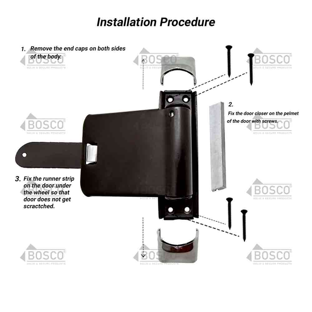 Helix Door Closer – Light Duty Spring Action Door Closer for Wooden, PVC, and Lightweight Aluminum Doors – Ideal for Residential & Commercial Use (Brown, 5 x 4 Inches, Iron Coated)