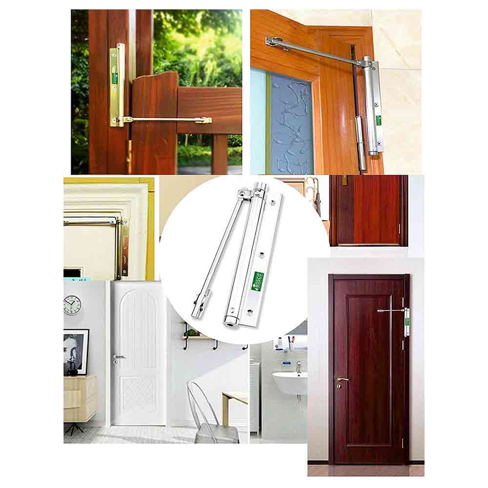 Stainless Steel Spring Door Closers for Light Weight Door, Residential/Commercial Purpose with Fitting Set (Color Silver) (Spring Door Closer_1 Pc)