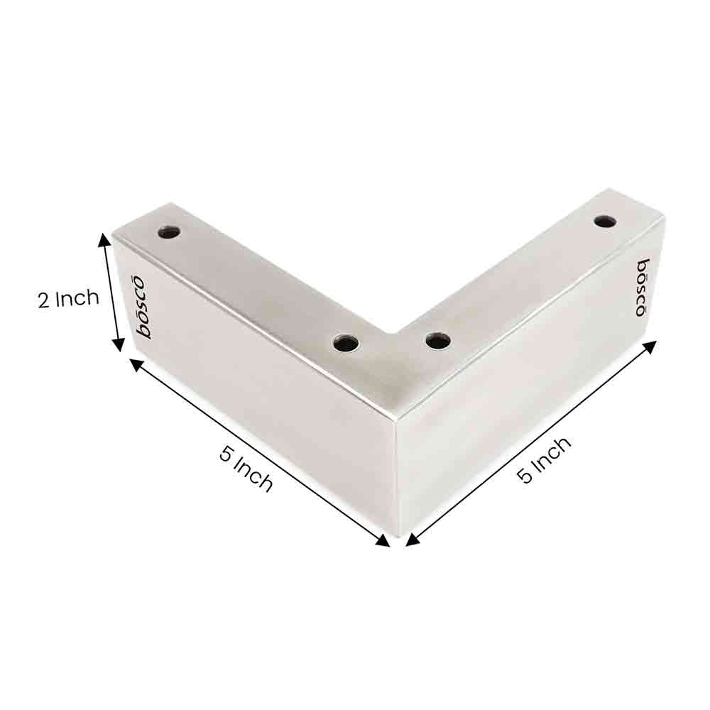 Hardware Matte Finish Steel L-Shape Sofa Leg | Heavy Steel Furniture Leg Set of 4 | 5-Inch Length, 2-Inch Height | Modern Replacement Legs for Sofa, Chairs, Cabinets & Furniture (Matte Finish)