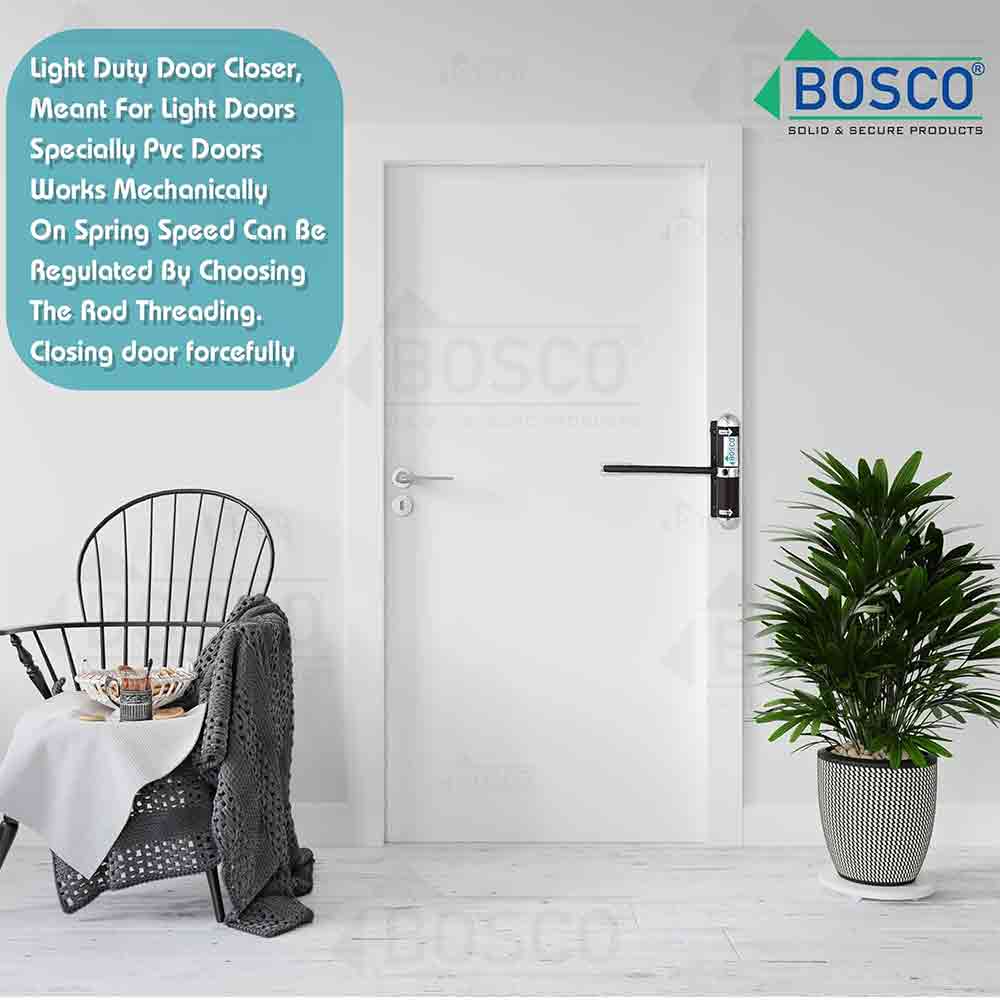 Iron Body Hydraulic Door Closer – Double Speed Self-Closing Capsule Design, Adjustable Latch & Closing Speed, for Home, Office, Hotel, PVC & Wooden Doors (Light Duty – 6 Inch, Grey)