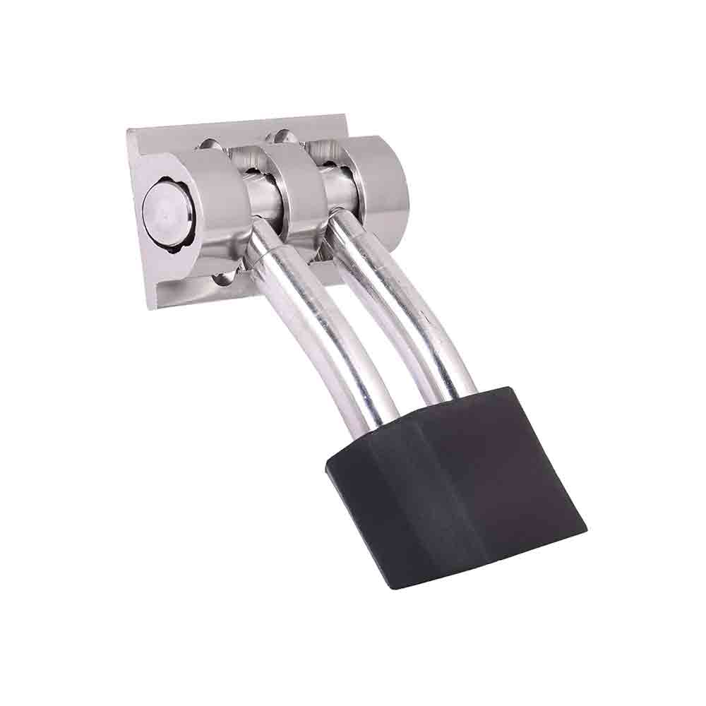 Aluminium Steel Door Stopper – 5 Inch Heavy-Duty Spring Action Door Stop with Rubber Tip | Durable, Adjustable | Floor Mount Door Buffer for Home & Office (1 Pc, Silver)