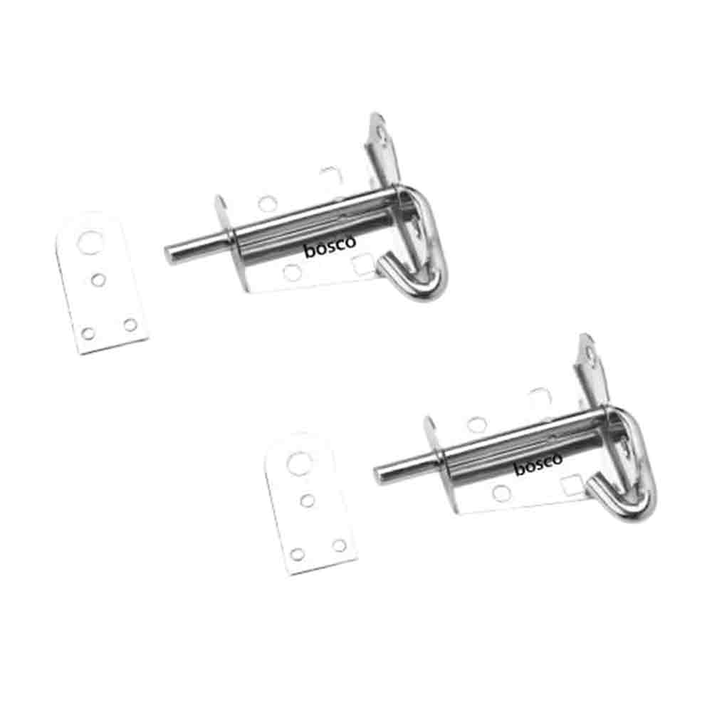 Locking Bolt Set of 2 | Heavy Duty Tower Bolt Latch Lock for Door, Window, Bathroom, Kitchen, Home & Office | MS Chrome Finish | Easy to Install | Premium Door Fittings