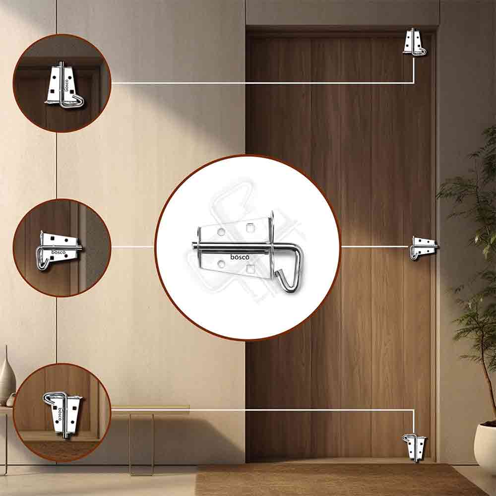 Locking Bolt Set of 2 | Heavy Duty Tower Bolt Latch Lock for Door, Window, Bathroom, Kitchen, Home & Office | MS Chrome Finish | Easy to Install | Premium Door Fittings
