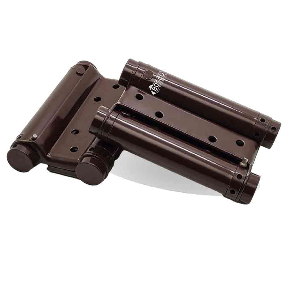 4-Inch Double Action Swinging Door Hinges | Self-Closing Heavy-Duty Mild Steel Saloon Door Hinges with Screws | Adjustable Tension | Brown Finish | Pack of 2 for Home & Commercial Use