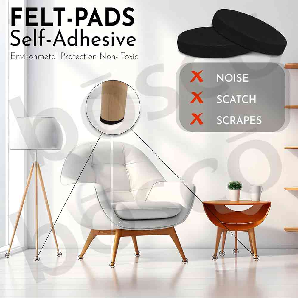 Self-Adhesive Furniture Felt Pads – 32 pcs Pcs Round 25mm Brown | Chair Leg Floor Protectors | Anti-Skid, Anti-Scratch, Noise Reduction Pads for Sofa, Table, Bed