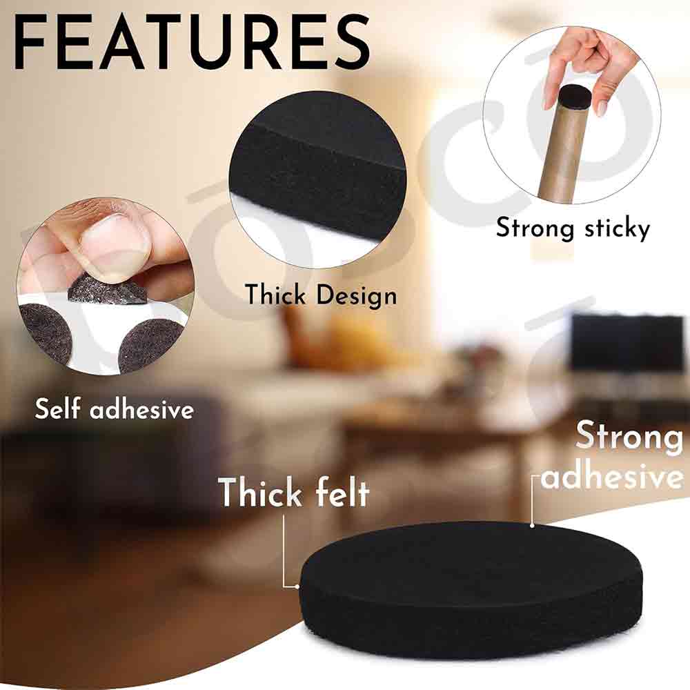 Self-Adhesive Furniture Felt Pads – 32 pcs Pcs Round 25mm Brown | Chair Leg Floor Protectors | Anti-Skid, Anti-Scratch, Noise Reduction Pads for Sofa, Table, Bed