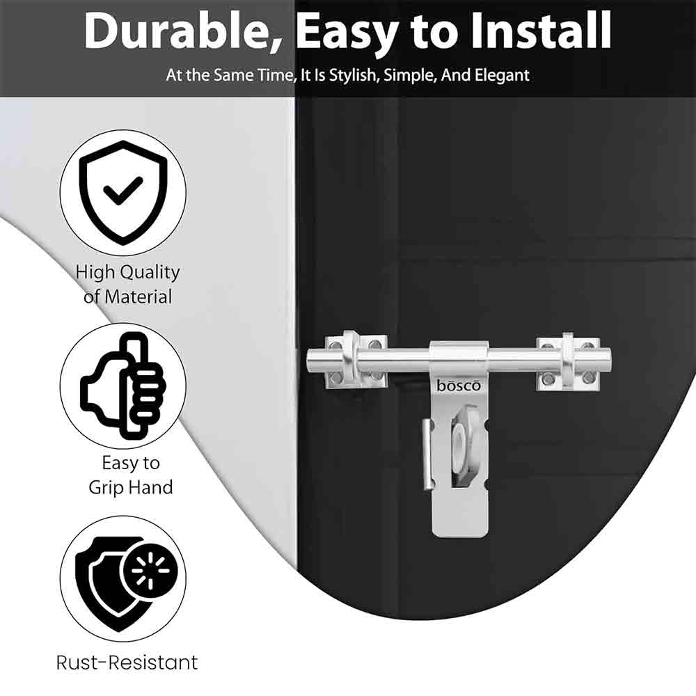 Aluminium Aldrop for Door/Door Fittings Kit/Door Accessories/Door Kit (8 Inch, 16 mm Rod Dia, Finish :SS Anodize) for Wooden,PVC, Aluminium Doors Set of 1 pcs)