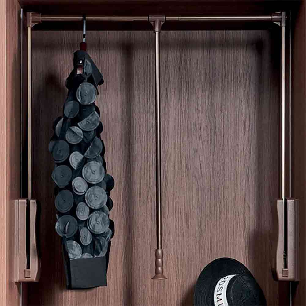Soft Close Pull Down Closet Rods, Adjustable Wardrobe Rail Lift Collapsible Closet Rod Aluminium Retractable Wardrobe Hanger Clothing Rail Closet Lift Organizer Storage Lift for Wardrobe Bedroom