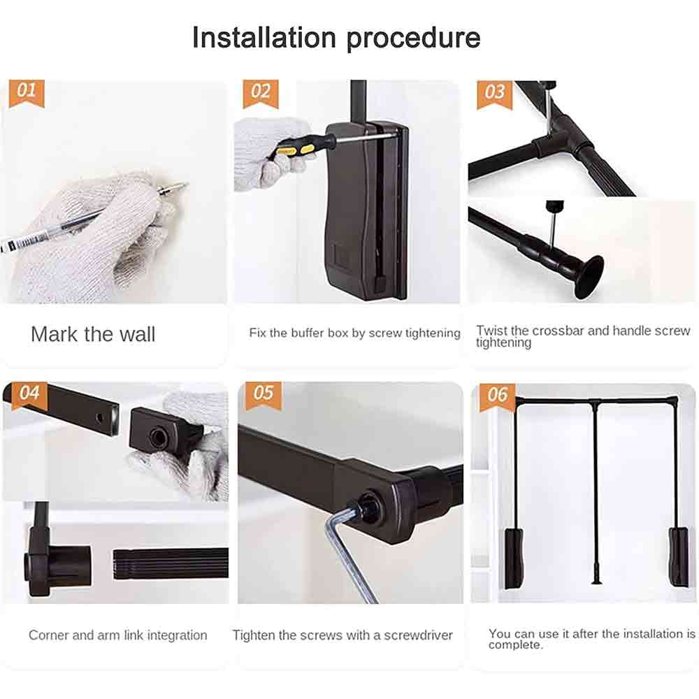 Soft Close Pull Down Closet Rods, Adjustable Wardrobe Rail Lift Collapsible Closet Rod Aluminium Retractable Wardrobe Hanger Clothing Rail Closet Lift Organizer Storage Lift for Wardrobe Bedroom
