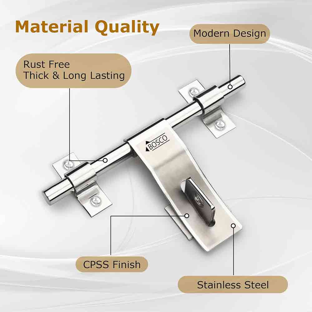 Heavy-Duty Steel Aldrop Slide Bolt for Door Lock | Silver Finish | Durable Door Latch for Main Door, Gate, Wooden or Metal Doors | Corrosion-Resistant (14mm Dia, 8 inches Length)