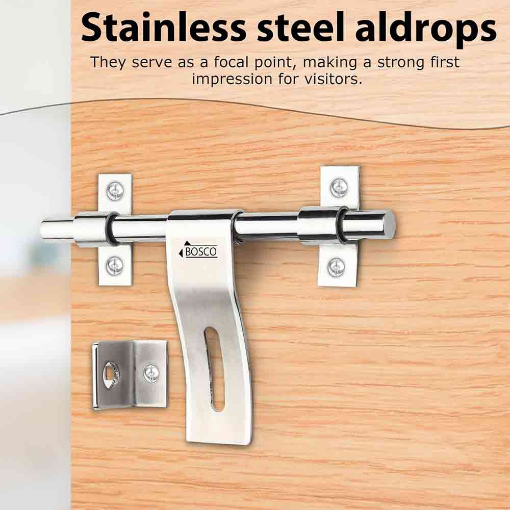 Heavy-Duty Steel Aldrop Slide Bolt for Door Lock | Silver Finish | Durable Door Latch for Main Door, Gate, Wooden or Metal Doors | Corrosion-Resistant (14mm Dia, 8 inches Length)