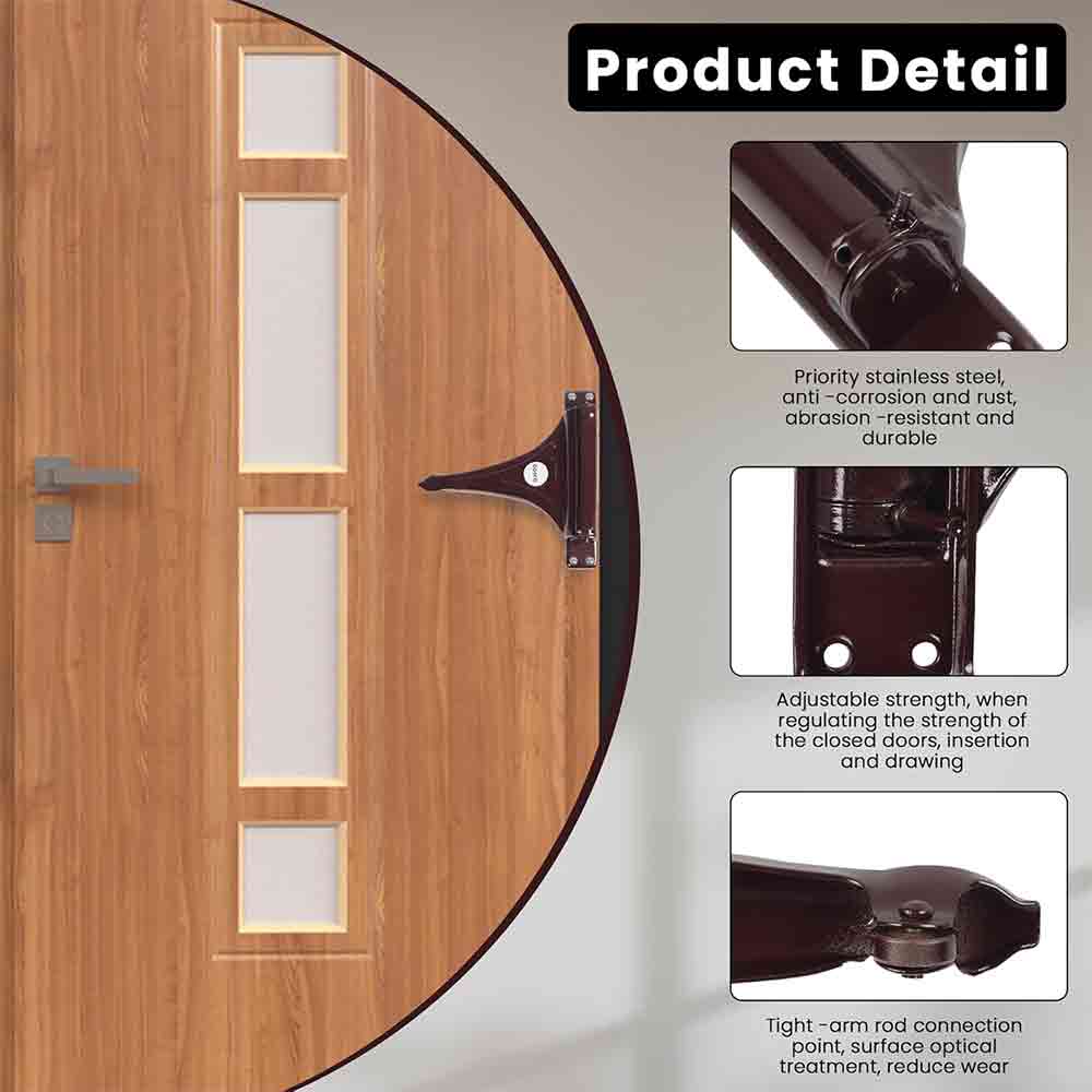 Heavy Duty Iron Spring Door Closer – Adjustable Surface-Mounted Mini Door Closer for Home, Office & Automotive Use – Rustproof Iron with Brown Finish – Easy Installation – Dual Handed Use
