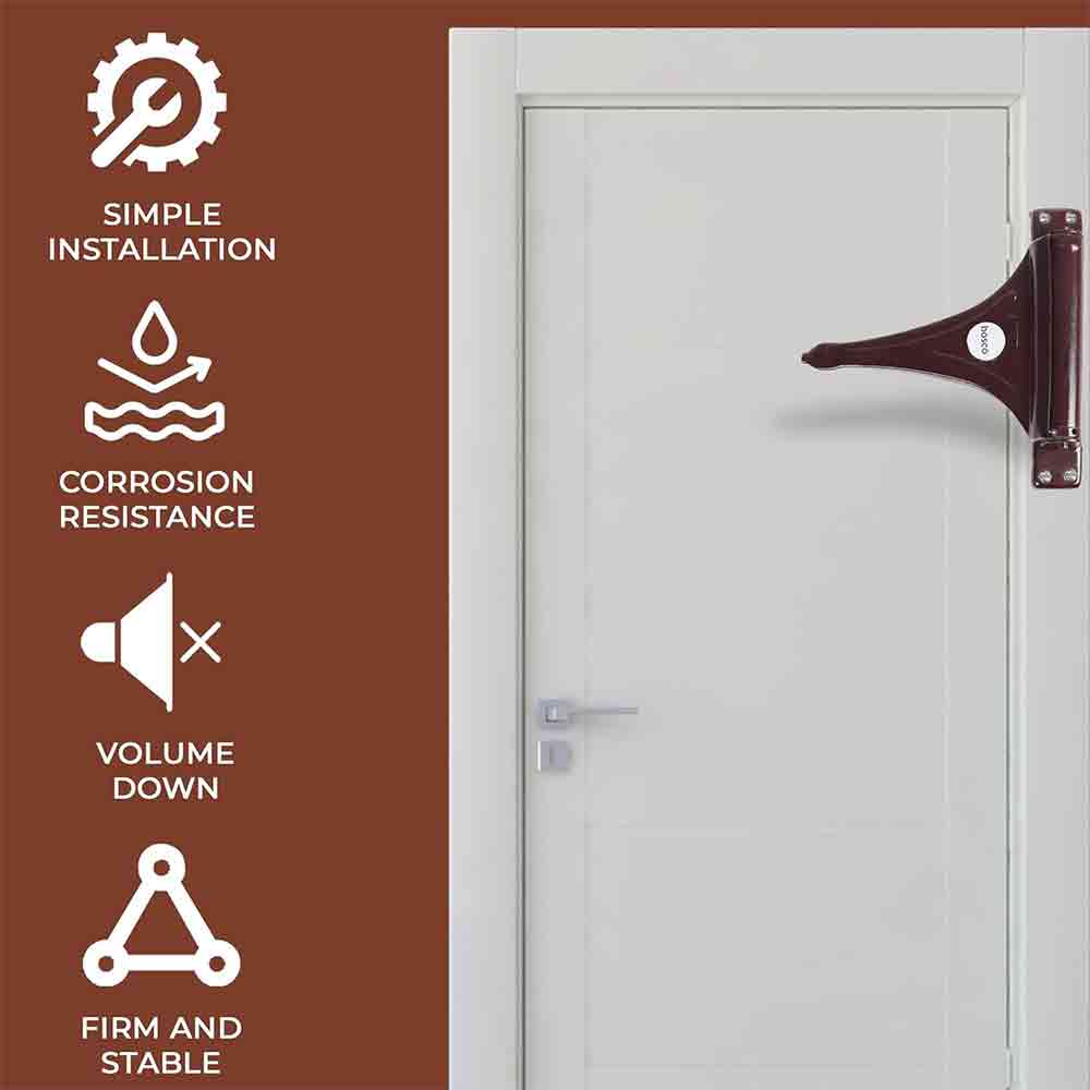 Heavy Duty Iron Spring Door Closer – Adjustable Surface-Mounted Mini Door Closer for Home, Office & Automotive Use – Rustproof Iron with Brown Finish – Easy Installation – Dual Handed Use