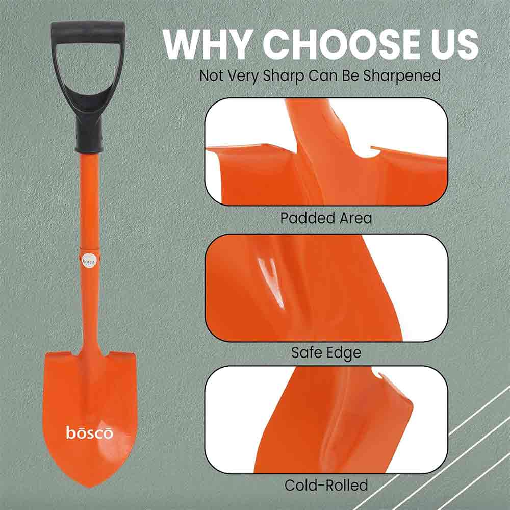 Small Multi-Purpose Shovel with D-Handle | Heavy-Duty Rust-Resistant Steel Blade | Compact & Durable Gardening, Outdoor, Camping, Construction, and Emergency Shovel Tool – Orange