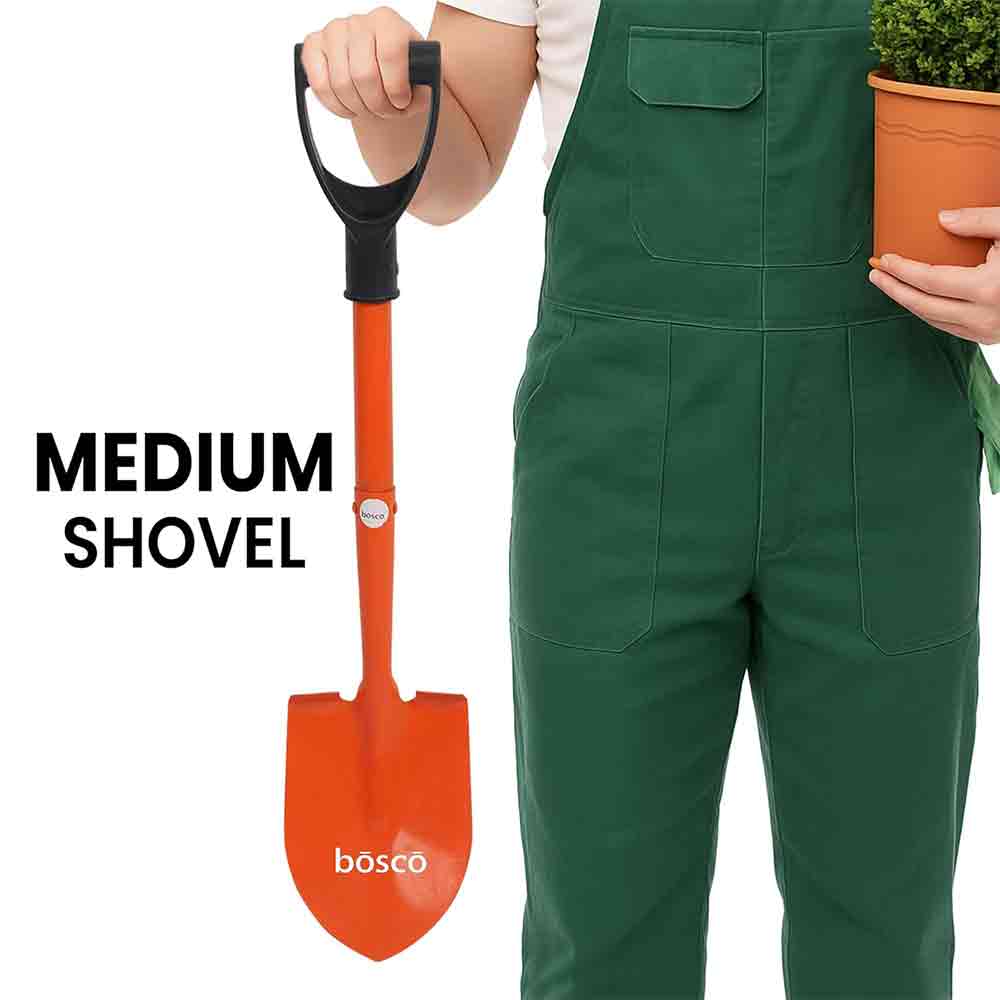 Small Multi-Purpose Shovel with D-Handle | Heavy-Duty Rust-Resistant Steel Blade | Compact & Durable Gardening, Outdoor, Camping, Construction, and Emergency Shovel Tool – Orange