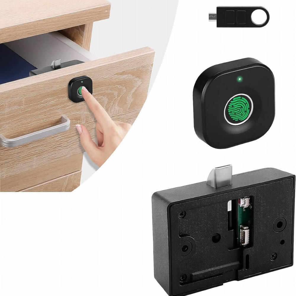 Premium Fingerprint | Biometric Wardrobe Lock for Cabinets, Wardrobe & Almirah for Home & Office | Finish- Brown | Material - Zinc