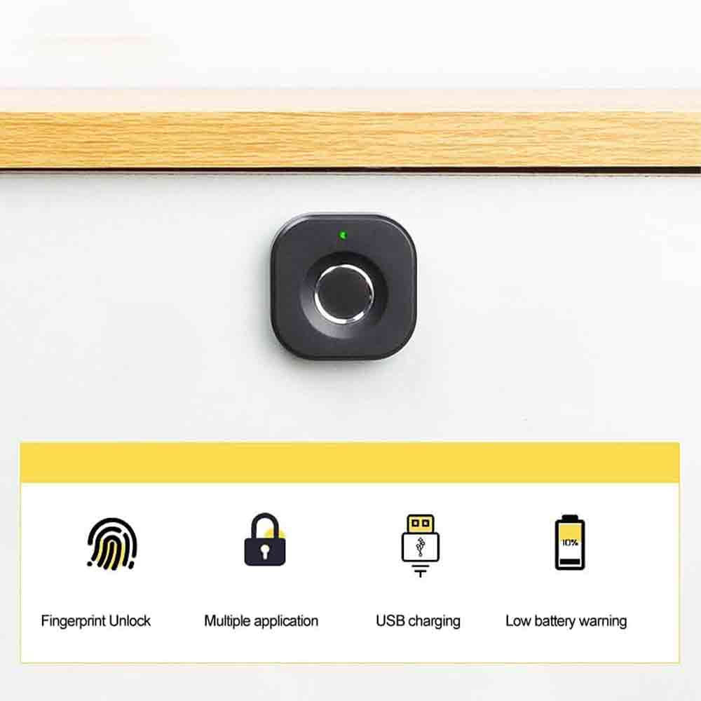 Smart Biometric Fingerprint Cabinet Lock Digital Keyless Motorized Drawer Lock System with Plastic Body, 20 Fingerprint Capacity, Unique E-Key Access – Ideal for Home, Office, Wardrobe – Black