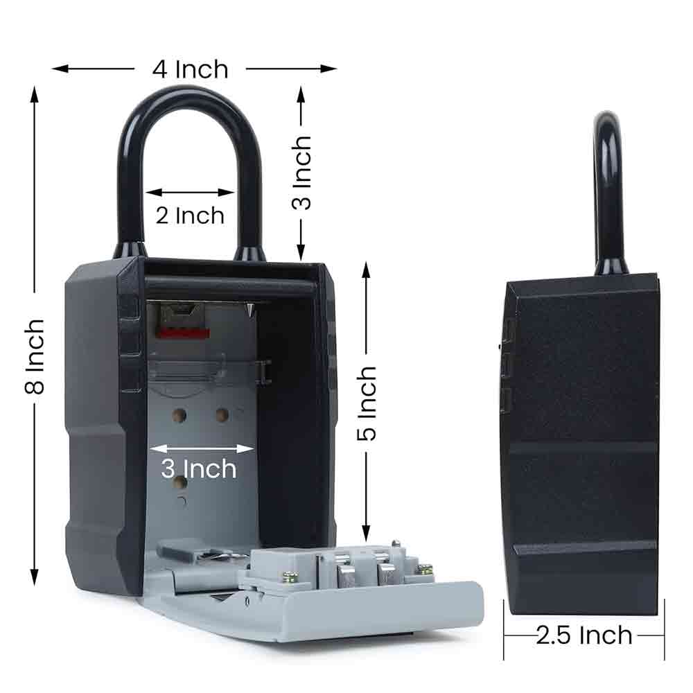 Portable Combination Lock Box – Heavy-Duty Wall-Mounted Key Storage Safe with Resettable 4-Digit Code, Removable Shackle & Large Capacity for Home, Office, and Outdoor Use (Gray, 1 Pack)
