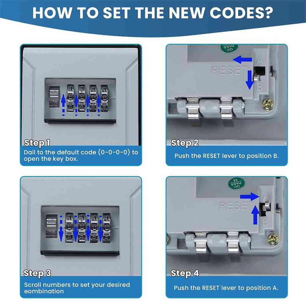 Portable Combination Lock Box – Heavy-Duty Wall-Mounted Key Storage Safe with Resettable 4-Digit Code, Removable Shackle & Large Capacity for Home, Office, and Outdoor Use (Gray, 1 Pack)