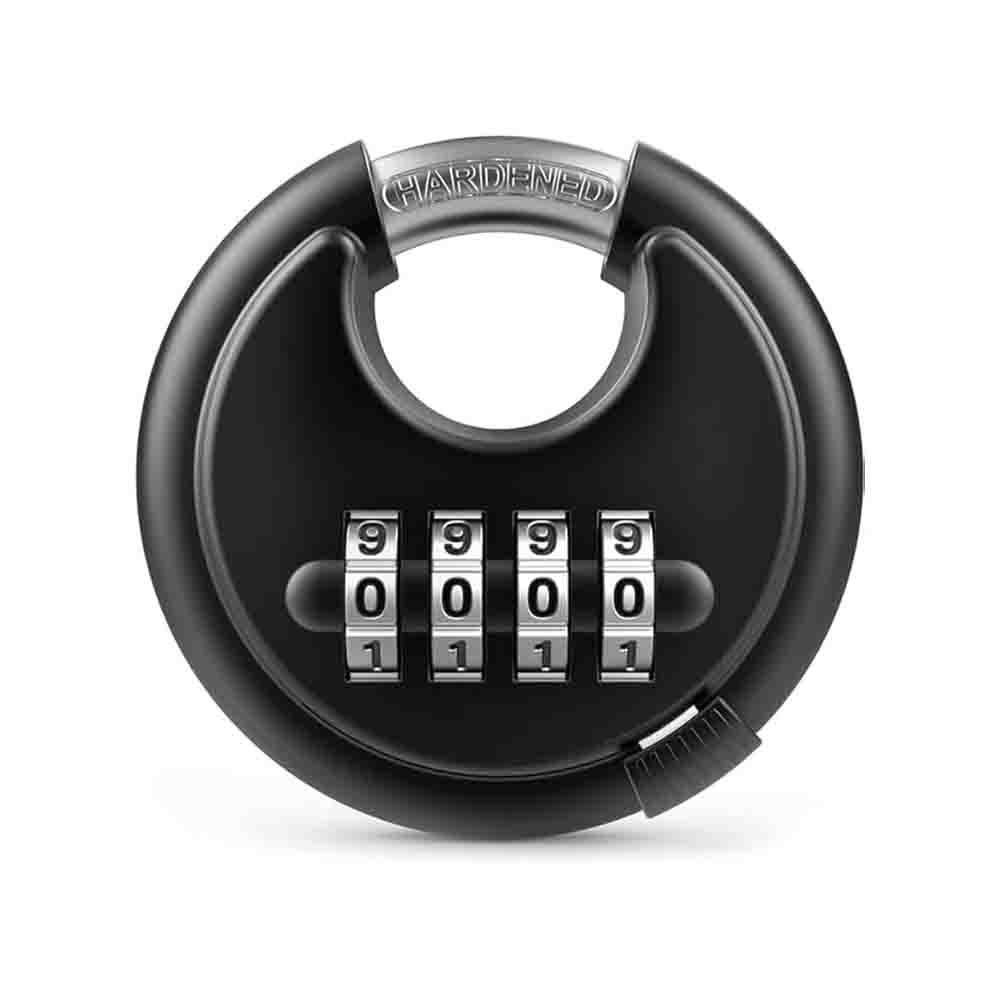 70mm Combination Disc Padlock Pack of 2 – Heavy Duty Keyless Number Lock with 4-Digit Resettable Code & Stainless Steel Shackle(Black)