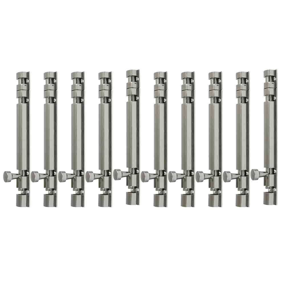 10mm x 8-Inch Half Round Tower Bolt – Pack of 10 | Premium Aluminium Door & Window Latch with Stainless Steel Finish | Rust-Proof Door Fittings for Home and Office Use