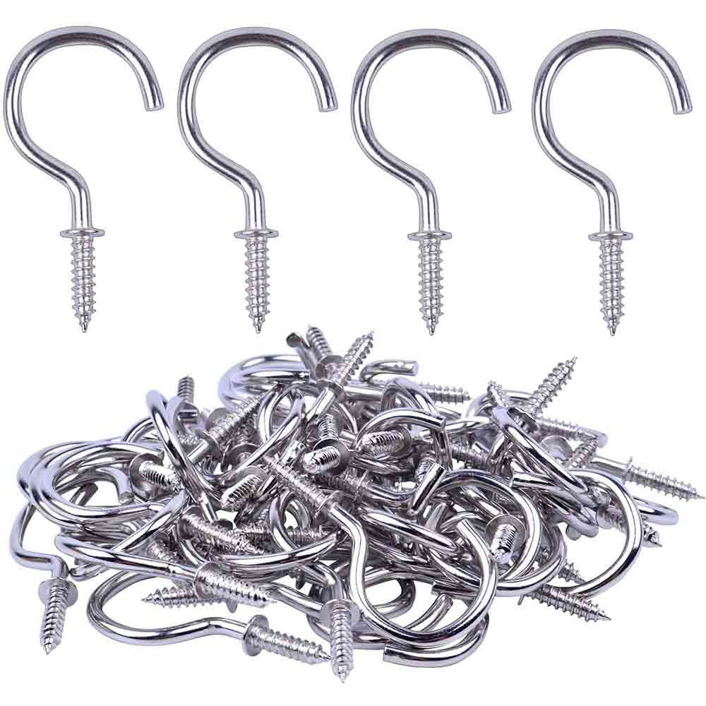 2 inch Steel Cup Ceiling Hooks Holder - Pack of 10 Pcs, Heavy Duty J Hook.