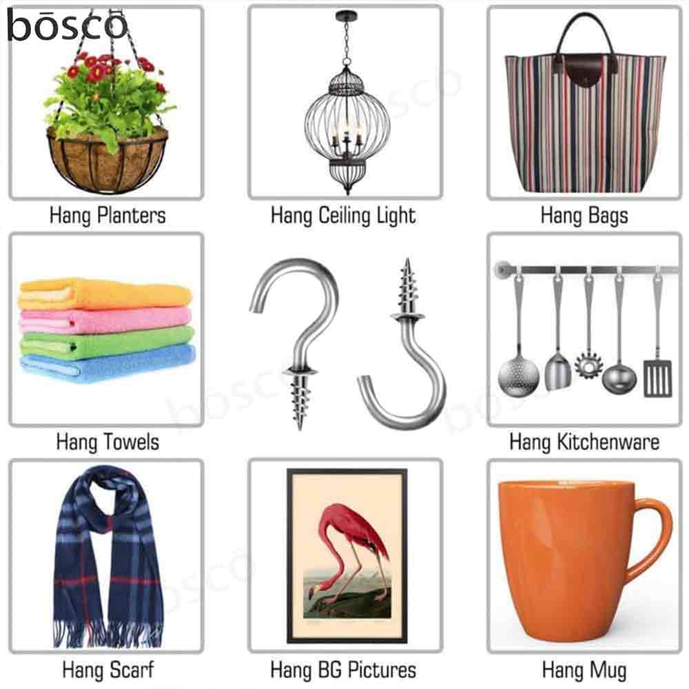 2 inch Steel Cup Ceiling Hooks Holder - Pack of 10 Pcs, Heavy Duty J Hook.