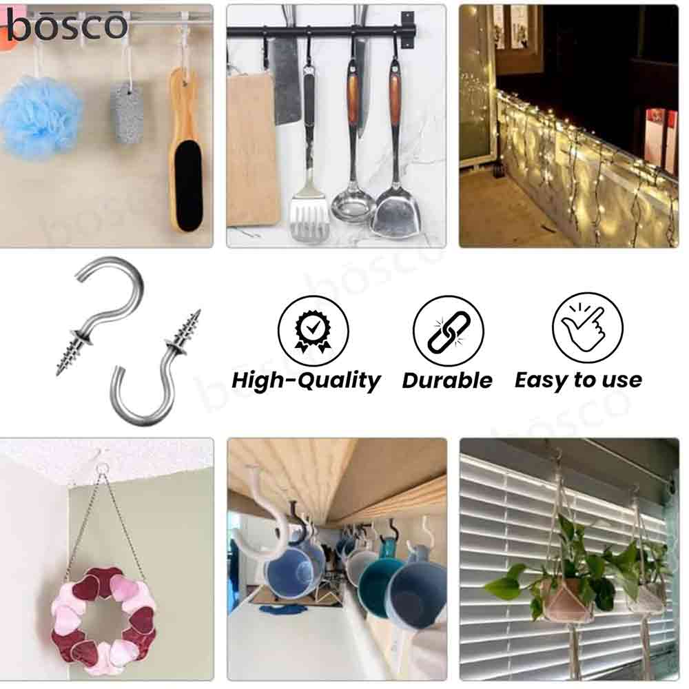 2 inch Steel Cup Ceiling Hooks Holder - Pack of 10 Pcs, Heavy Duty J Hook.
