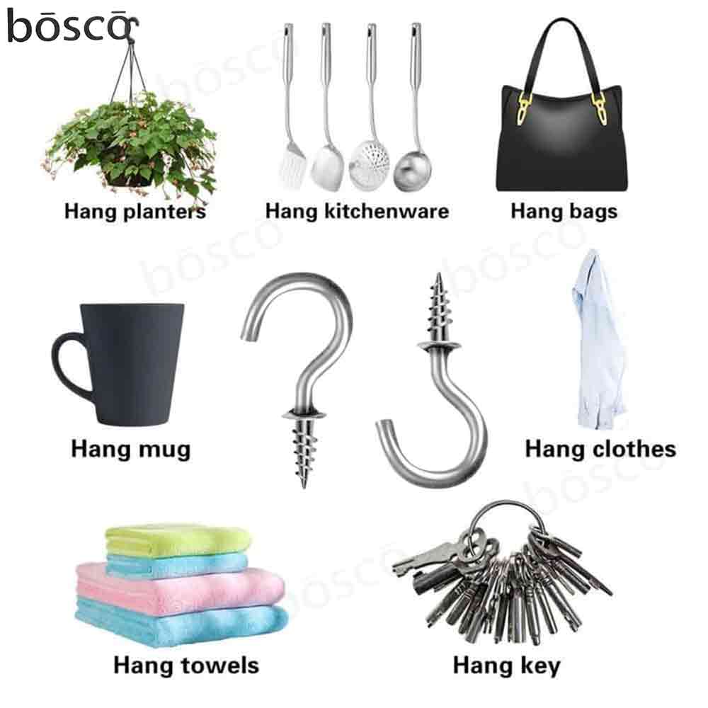 2 inch Steel Cup Ceiling Hooks Holder - Pack of 10 Pcs, Heavy Duty J Hook.