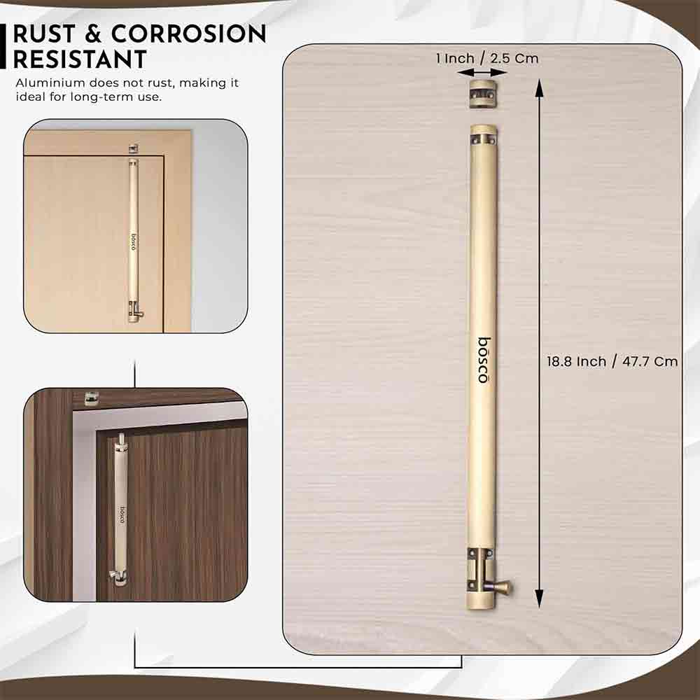 4-Inch Antique Canning Style Tower Bolt | Aluminium Body with Stainless Steel Rod | Rust-Resistant Door & Window Tower Bolt with Screws | Heavy Duty Door Fitting (Antique Finish)