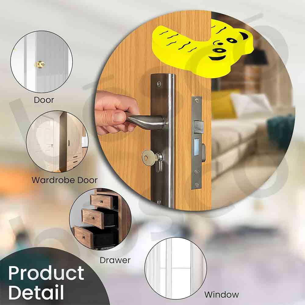 5 Pcs Baby Safety Door Pinch Guards – Soft Foam Cartoon Animal Door Stoppers for Child Finger Protection, Prevents Door Slamming & Accidental Locking Lightweight (Multicolor)