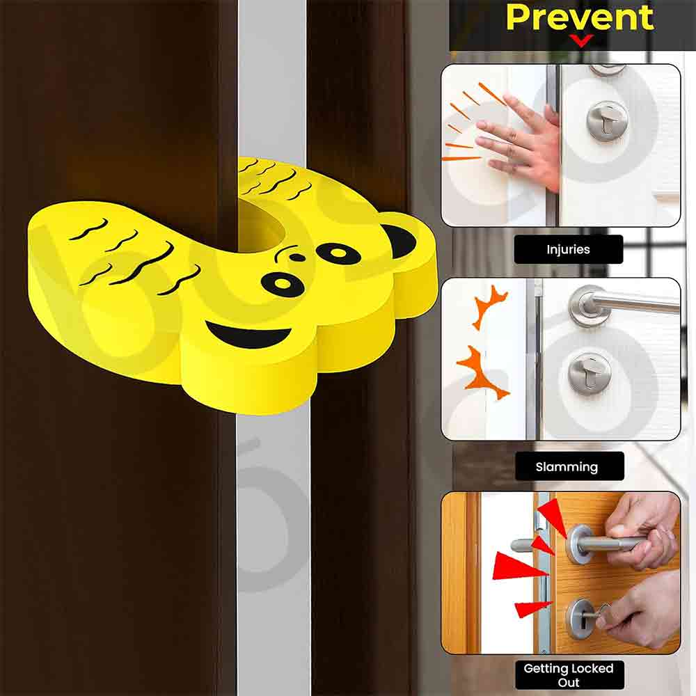 5 Pcs Baby Safety Door Pinch Guards – Soft Foam Cartoon Animal Door Stoppers for Child Finger Protection, Prevents Door Slamming & Accidental Locking Lightweight (Multicolor)