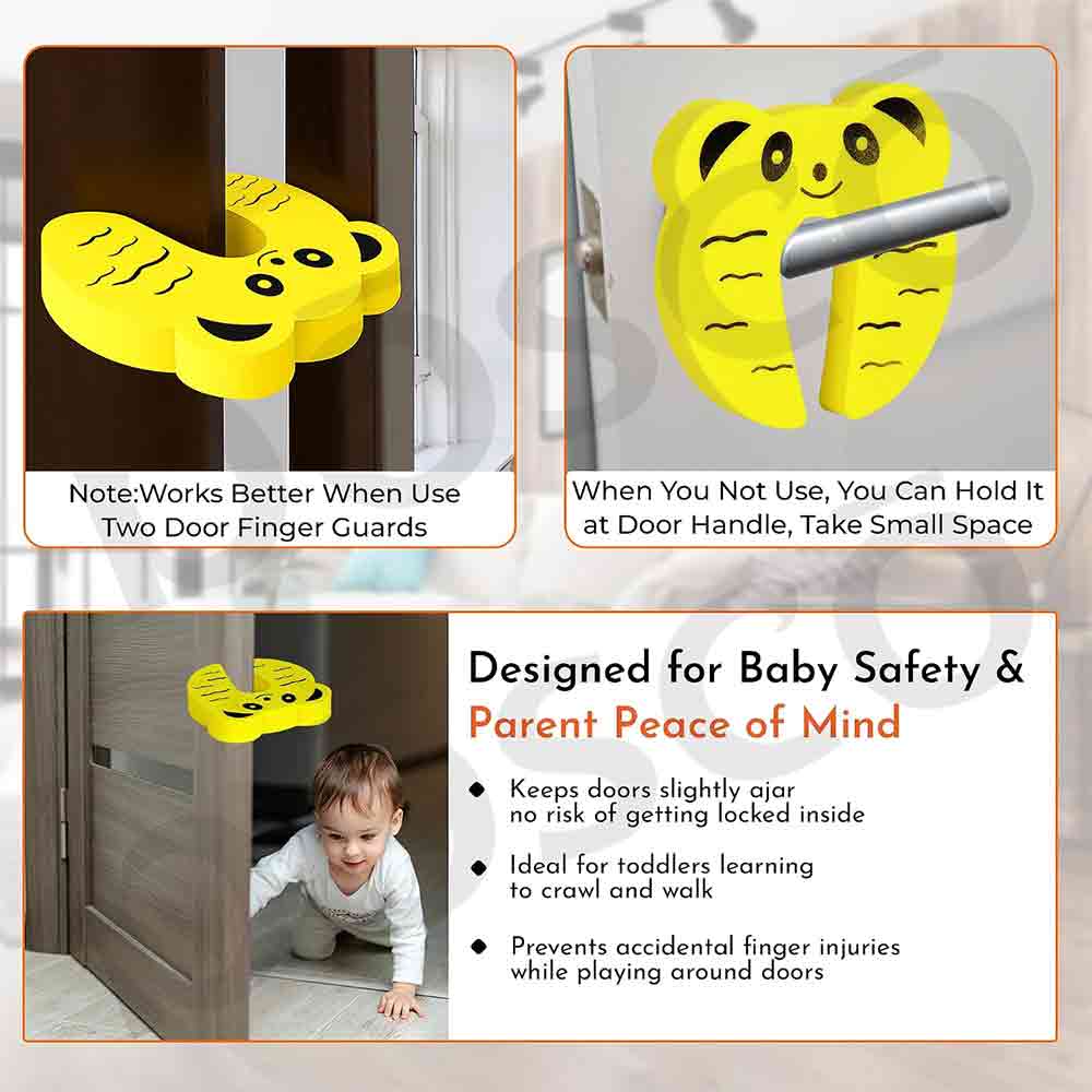 5 Pcs Baby Safety Door Pinch Guards – Soft Foam Cartoon Animal Door Stoppers for Child Finger Protection, Prevents Door Slamming & Accidental Locking Lightweight (Multicolor)