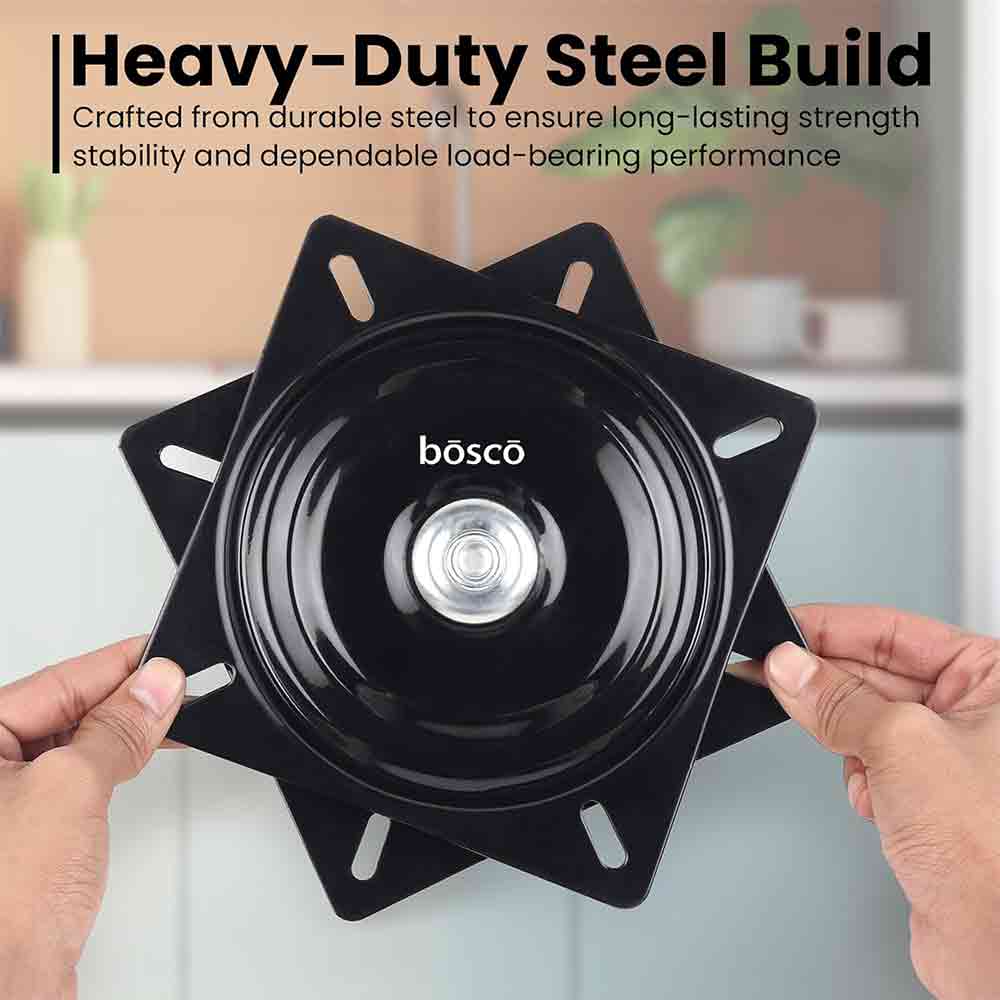 6 Inch Square Swivel Plate Turntable Bearing, Rotating Lazy Susan Swivel Plate for Bar Stool, Recliner Chair, and Furniture, 220 lb Capacity