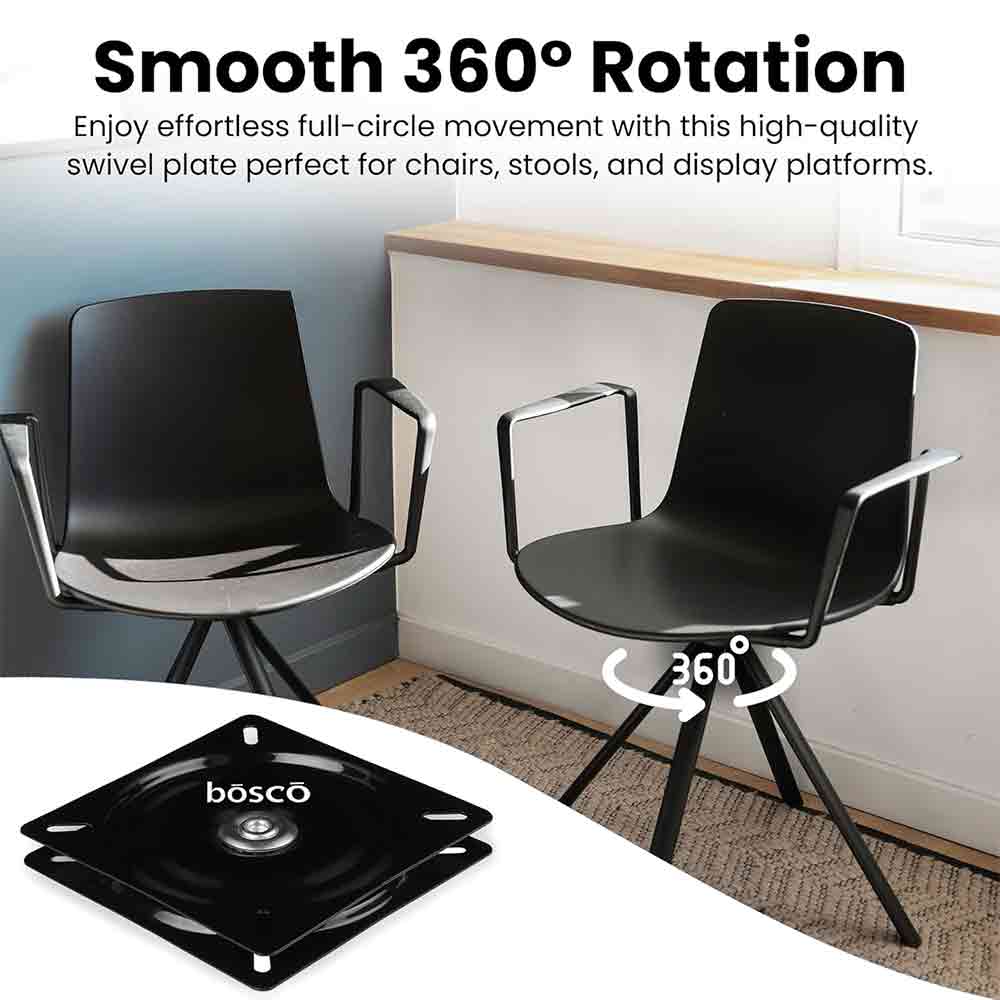 6 Inch Square Swivel Plate Turntable Bearing, Rotating Lazy Susan Swivel Plate for Bar Stool, Recliner Chair, and Furniture, 220 lb Capacity