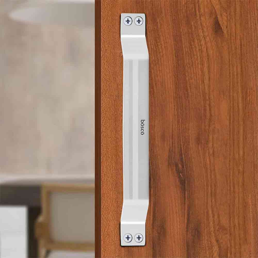 8 Inch Stainless Steel Silver Satin Finish Two Hole Front Screw Door Pull Handle for Home Main Door, Home Bed Room Door and Bathroom Door