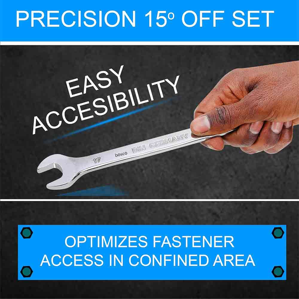 8-Piece Combination Spanner Set | Carbon Steel Wrenches | Open & Ring End Design | Chrome-Plated Rust-Resistant Tools for Home Maintenance & DIY Repair Use (Silver)