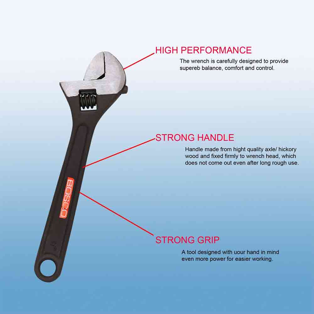 Adjustable Spanner 6 inches, Easy Wrench & Spanner, Ideal Plumbing Tools, Adjustable Wrench for All Nut Sizes, Rust-Proof Black Phosphate Coating, Lasered Scale & Wide Grip, (Pack of 1)