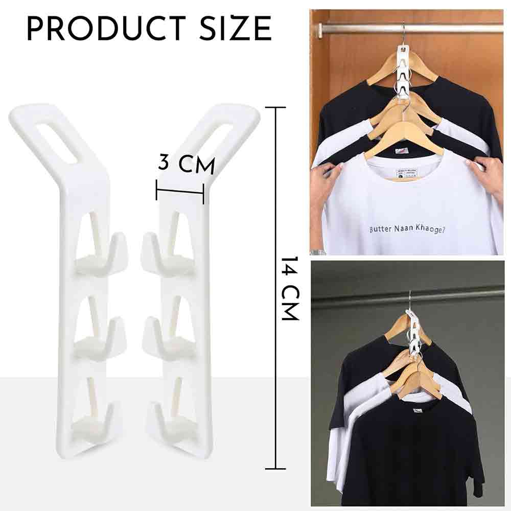 Clothes Hanger Connector Hooks Kit – Space Saving Multi-Layer Wall Closet Organizer for Hanging Clothes, Bags, Belts & Accessories – Cascading Metal & Wood Hanger Hooks for Wardrobes