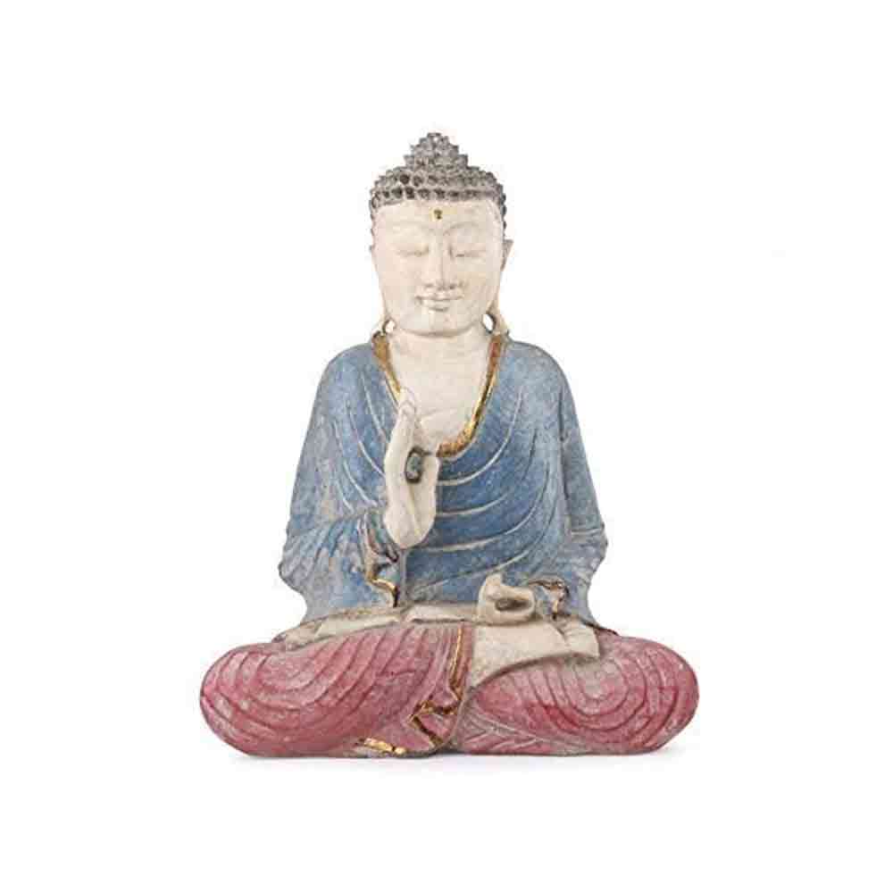 Handcrafted Buddha Idol Statue with Wooden Base | 13.5 Inch Thai Meditating Buddha Showpiece for Home, Office, Temple & Meditation Spaces | Serene Decorative Sculpture & Spiritual Gift Item