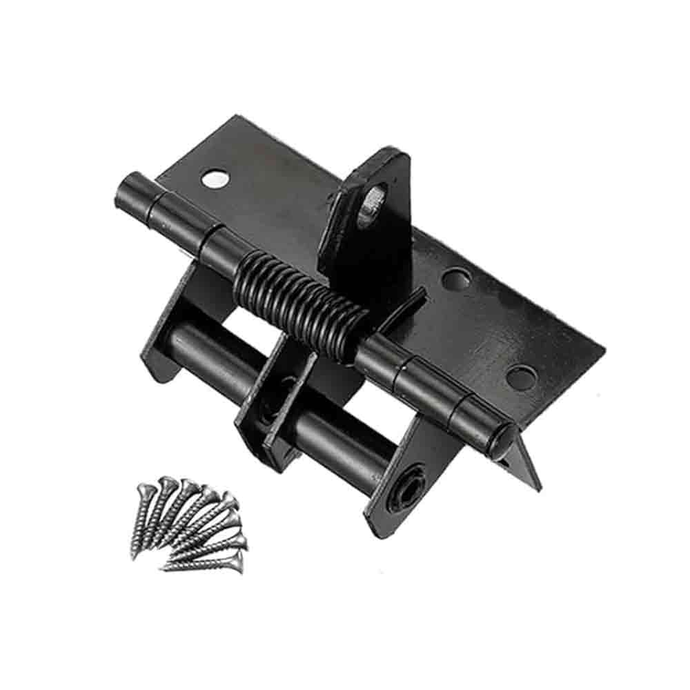 Heavy Duty 3-in-1 Self-Closing Garage Door Hinge – Adjustable Spring Hinge with 90° Positioning Stop, Rust-Resistant Folding Shelf Support & Invisible Door Closer (Black, Iron)