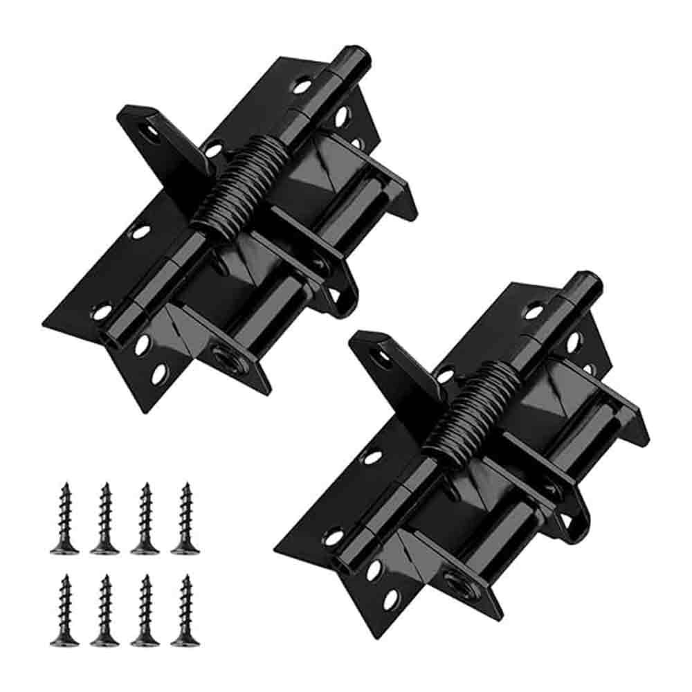 Heavy Duty 3-in-1 Self-Closing Garage Door Hinge – Adjustable Spring Hinge with 90° Positioning Stop, Rust-Resistant Folding Shelf Support & Invisible Door Closer (Black, Iron)